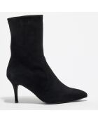 Bottines en Velours de Cuir Cling noires - Talon 8,5 cm