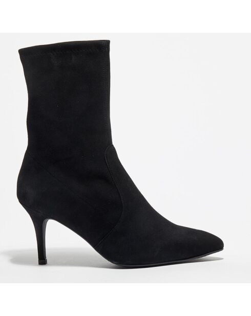 Bottines en Velours de Cuir Cling noires - Talon 8,5 cm