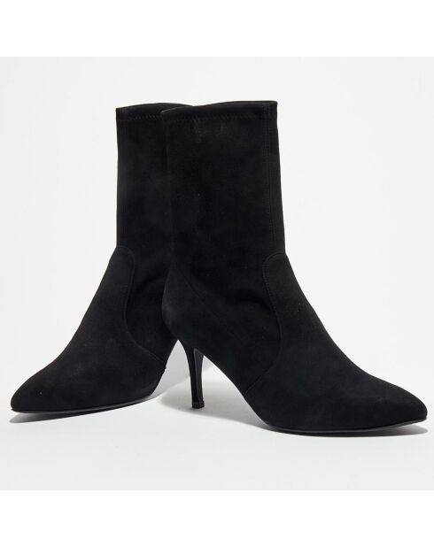 Bottines en Velours de Cuir Cling noires - Talon 8,5 cm