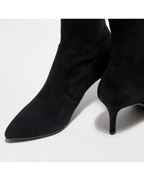 Bottines en Velours de Cuir Cling noires - Talon 8,5 cm