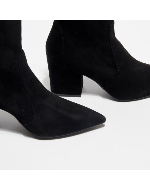 Bottines en Velours de Cuir Vernell noires - Talon 7,5 cm