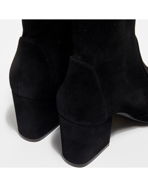 Bottines en Velours de Cuir Vernell noires - Talon 7,5 cm