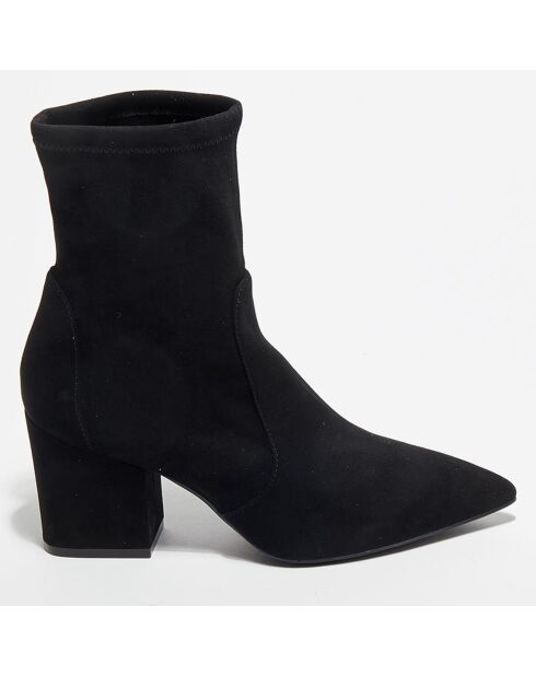 Bottines en Velours de Cuir Vernell noires - Talon 7,5 cm