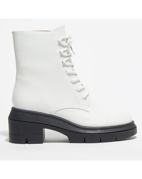 Boots en Cuir Nisha blanches - Talon 7,5 cm