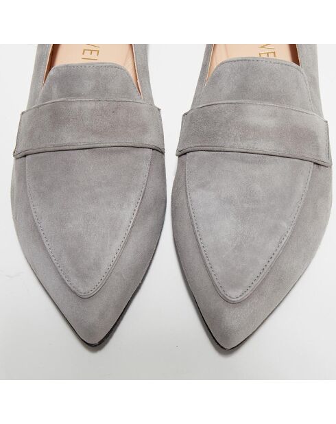 Mocassins en Velours de Cuir Clovie gris