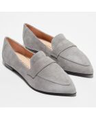 Mocassins en Velours de Cuir Clovie gris