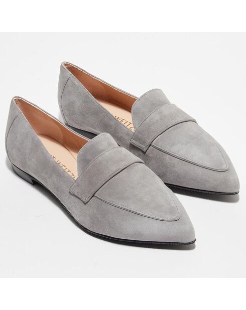 Mocassins en Velours de Cuir Clovie gris