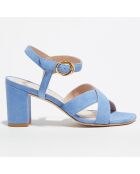 Sandales en Velours de Cuir Analeigh bleu ciel - Talon 7 cm