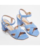 Sandales en Velours de Cuir Analeigh bleu ciel - Talon 7 cm