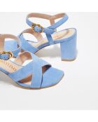 Sandales en Velours de Cuir Analeigh bleu ciel - Talon 7 cm