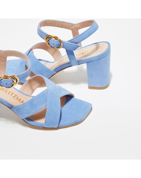 Sandales en Velours de Cuir Analeigh bleu ciel - Talon 7 cm