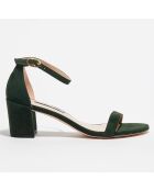 Sandales en Velours de Cuir Simple vert sapin - Talon 6,7 cm