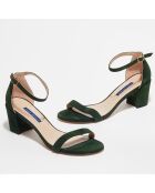 Sandales en Velours de Cuir Simple vert sapin - Talon 6,7 cm