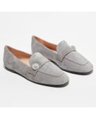 Mocassins en Velours de Cuir Payson Crystal gris