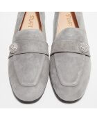 Mocassins en Velours de Cuir Payson Crystal gris