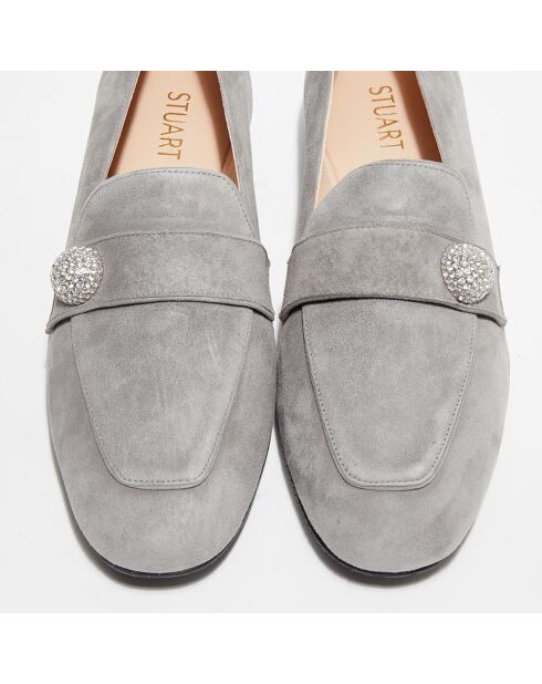 Mocassins en Velours de Cuir Payson Crystal gris