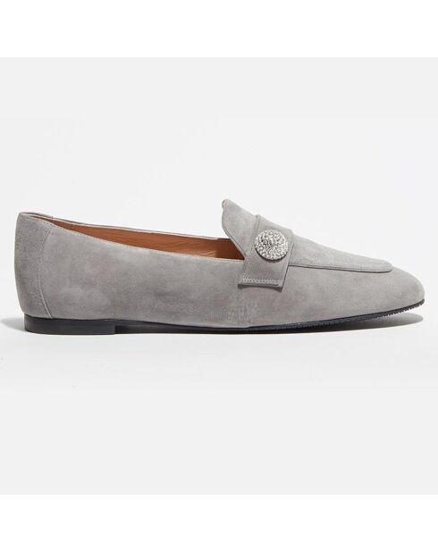 Mocassins en Velours de Cuir Payson Crystal gris