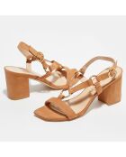 Sandales en Velours de Cuir Lalita camel - Talon 7 cm