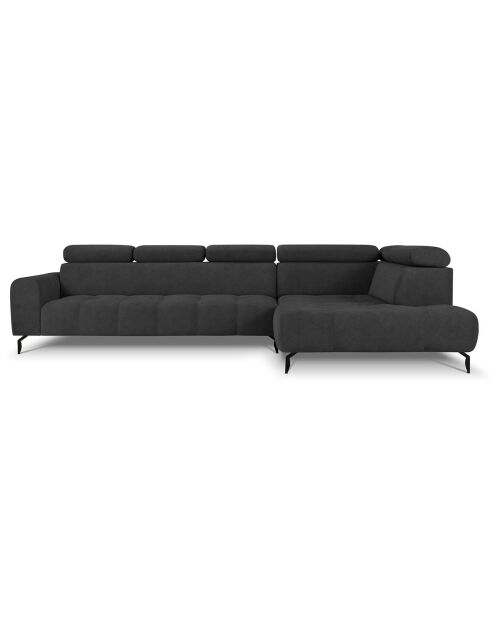 Canapé d'angle droit velours nico 5 places gris foncé - 340x195x100 cm