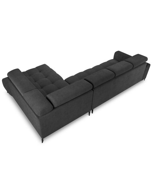 Canapé d'angle droit velours nico 5 places gris foncé - 340x195x100 cm