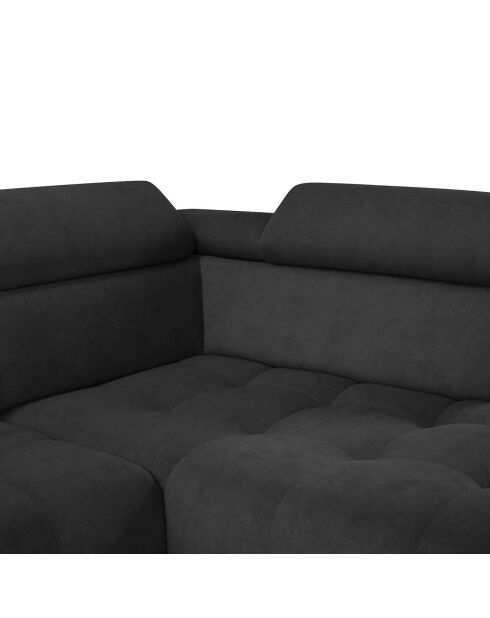 Canapé d'angle droit velours nico 5 places gris foncé - 340x195x100 cm