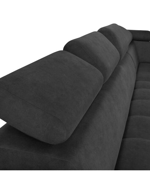 Canapé d'angle droit velours nico 5 places gris foncé - 340x195x100 cm