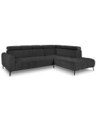 Canapé d'angle droit velours nico 5 places gris foncé - 340x195x100 cm