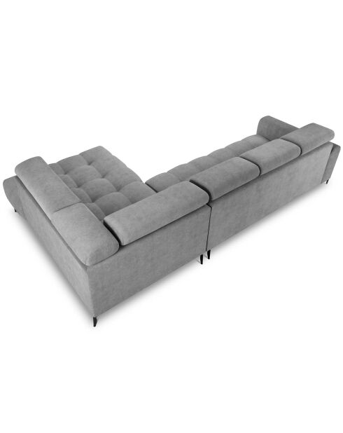 Canapé d'angle droit velours nico 5 places gris - 340x195x100 cm