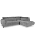 Canapé d'angle droit velours nico 5 places gris - 340x195x100 cm