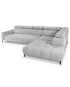 Canapé d'angle droit velours Nico 5 places gris clair - 340x195x100 cm