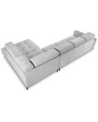 Canapé d'angle droit velours Nico 5 places gris clair - 340x195x100 cm