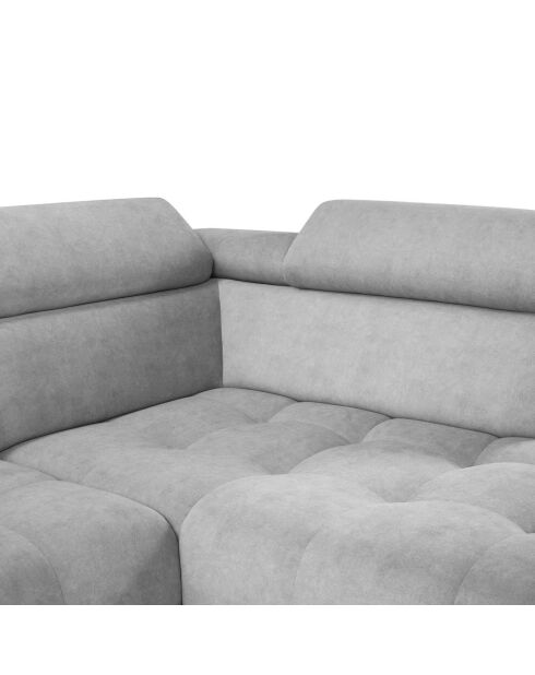 Canapé d'angle droit velours Nico 5 places gris clair - 340x195x100 cm