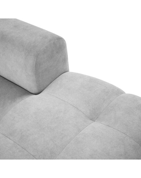Canapé d'angle droit velours Nico 5 places gris clair - 340x195x100 cm