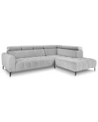 Canapé d'angle droit velours Nico 5 places gris clair - 340x195x100 cm