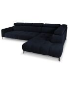 Canapé d'angle droit velours Nico 5 places bleu foncé - 340x195x100 cm