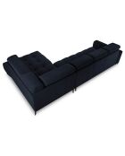 Canapé d'angle droit velours Nico 5 places bleu foncé - 340x195x100 cm