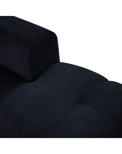 Canapé d'angle droit velours Nico 5 places bleu foncé - 340x195x100 cm
