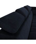 Canapé d'angle droit velours Nico 5 places bleu foncé - 340x195x100 cm