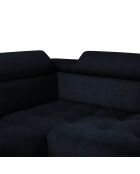 Canapé d'angle droit velours Nico 5 places bleu foncé - 340x195x100 cm