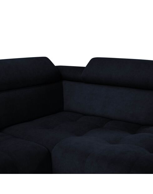Canapé d'angle droit velours Nico 5 places bleu foncé - 340x195x100 cm