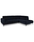 Canapé d'angle droit velours Nico 5 places bleu foncé - 340x195x100 cm