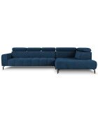 Canapé d'angle droit velours nico 5 places bleu - 340x195x100 cm