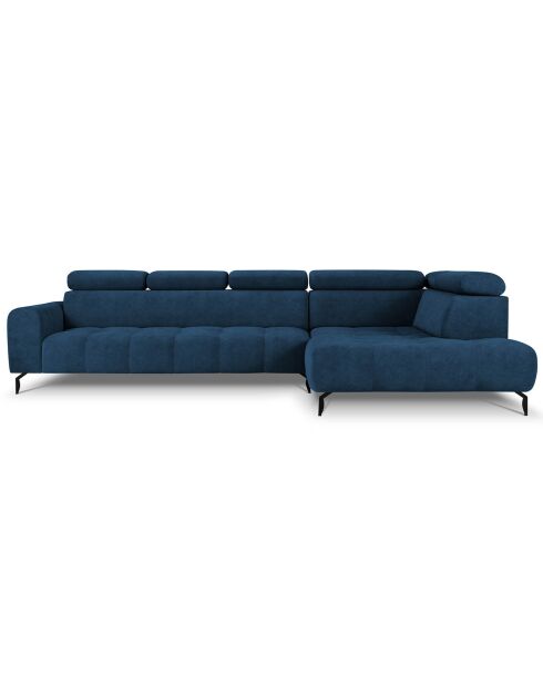 Canapé d'angle droit velours nico 5 places bleu - 340x195x100 cm