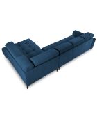 Canapé d'angle droit velours nico 5 places bleu - 340x195x100 cm