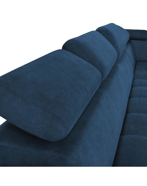 Canapé d'angle droit velours nico 5 places bleu - 340x195x100 cm