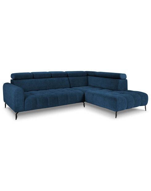Canapé d'angle droit velours nico 5 places bleu - 340x195x100 cm