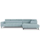 Canapé d'angle droit velours nico 5 places bleu clair - 340x195x100 cm