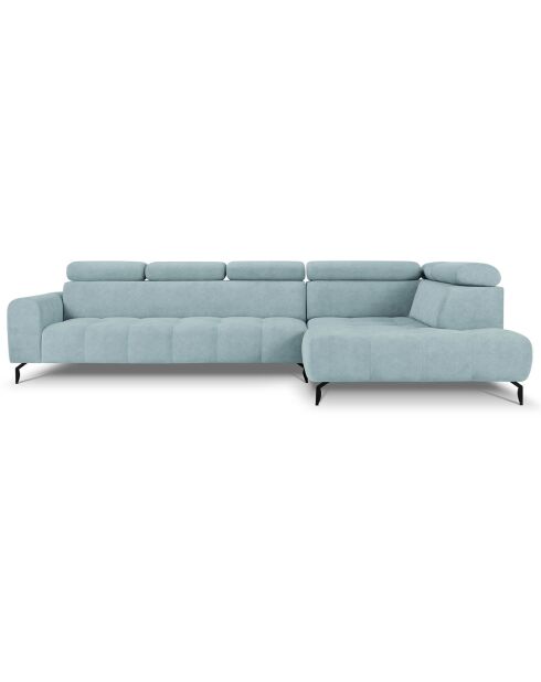 Canapé d'angle droit velours nico 5 places bleu clair - 340x195x100 cm