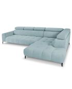Canapé d'angle droit velours nico 5 places bleu clair - 340x195x100 cm