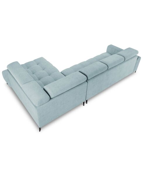 Canapé d'angle droit velours nico 5 places bleu clair - 340x195x100 cm